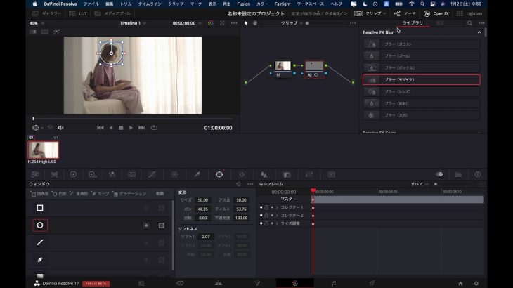 【Davinci resolve 17】自分用　モザイクのかけ方　DaVinci Resolve
