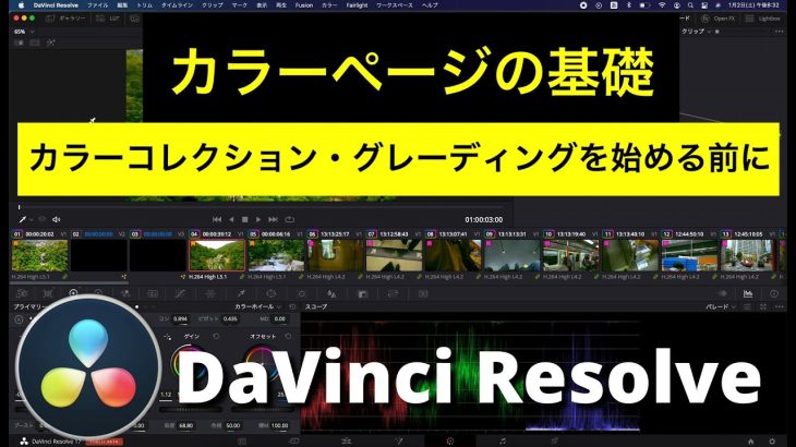 【Davinci resolve 17】【DaVinci Resolve 17入門】カラーページの基礎 | カラーコレクション・グレーディングを始める前に