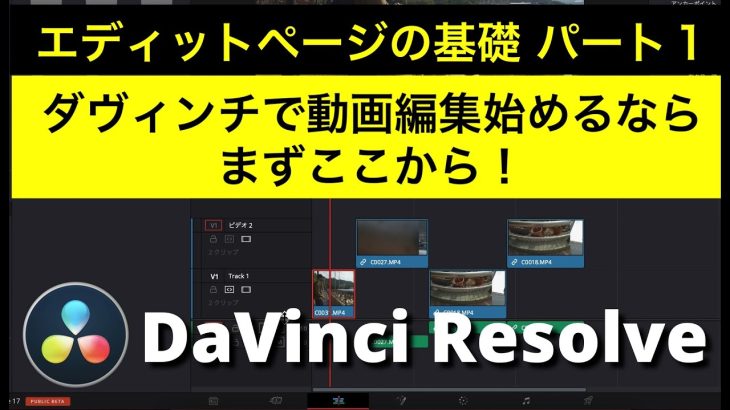 【Davinci resolve 17】【DaVinci Resolve 17入門】エディットページの基礎☆パート1☆