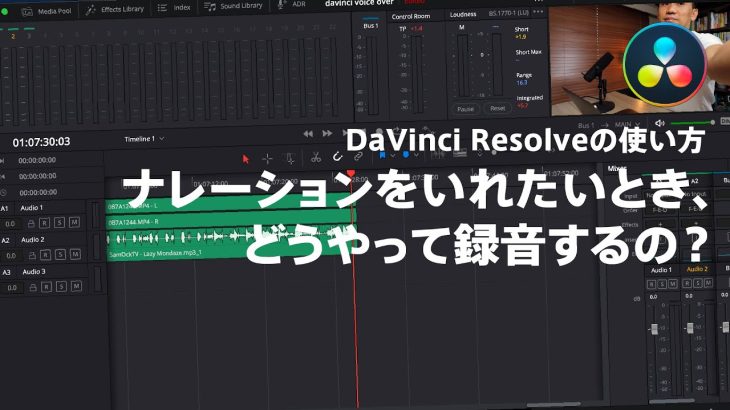 【Davinci resolve 17】DaVinci Resolveで動画編集 ナレーション録音をする方法