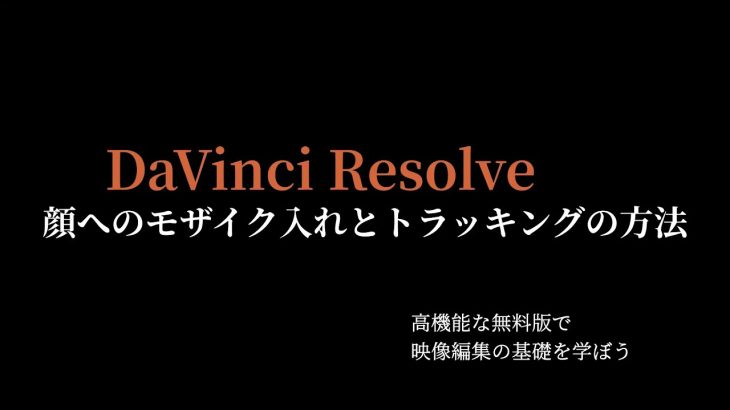 【Davinci resolve 17】簡単！無料編集ソフトDaVinci Resolve17 顔へのモザイク入れとトラッキング（追尾）