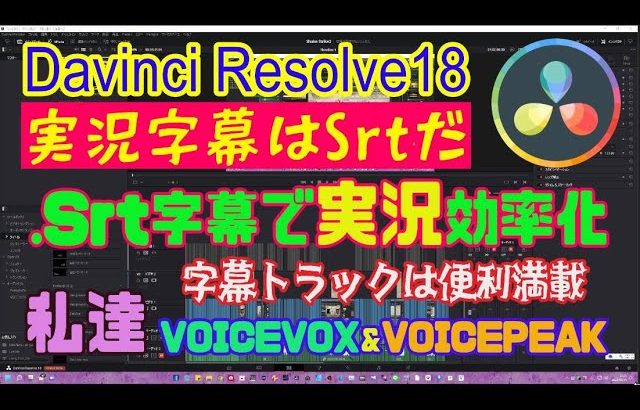 【Davinci resolve 17】【DavinciResolve18】字幕Srt形式を読み込んで動画とシンクロ超便利！（もちろんコノ動画も同じやり方で作成）