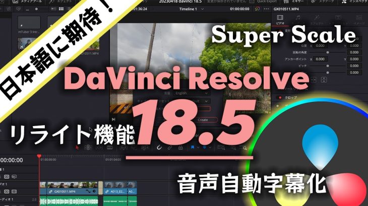【Davinci resolve 17】DaVinci Resolve 18.5の新機能が凄い！「自動音声テキスト化で字幕が簡単に作れる」